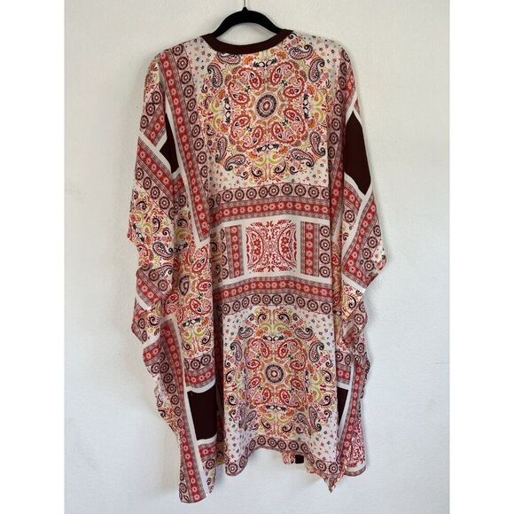 New York & Company Women's Abstract Boho Floral Print Open Front Cardigan Duster - Picture 2 of 10